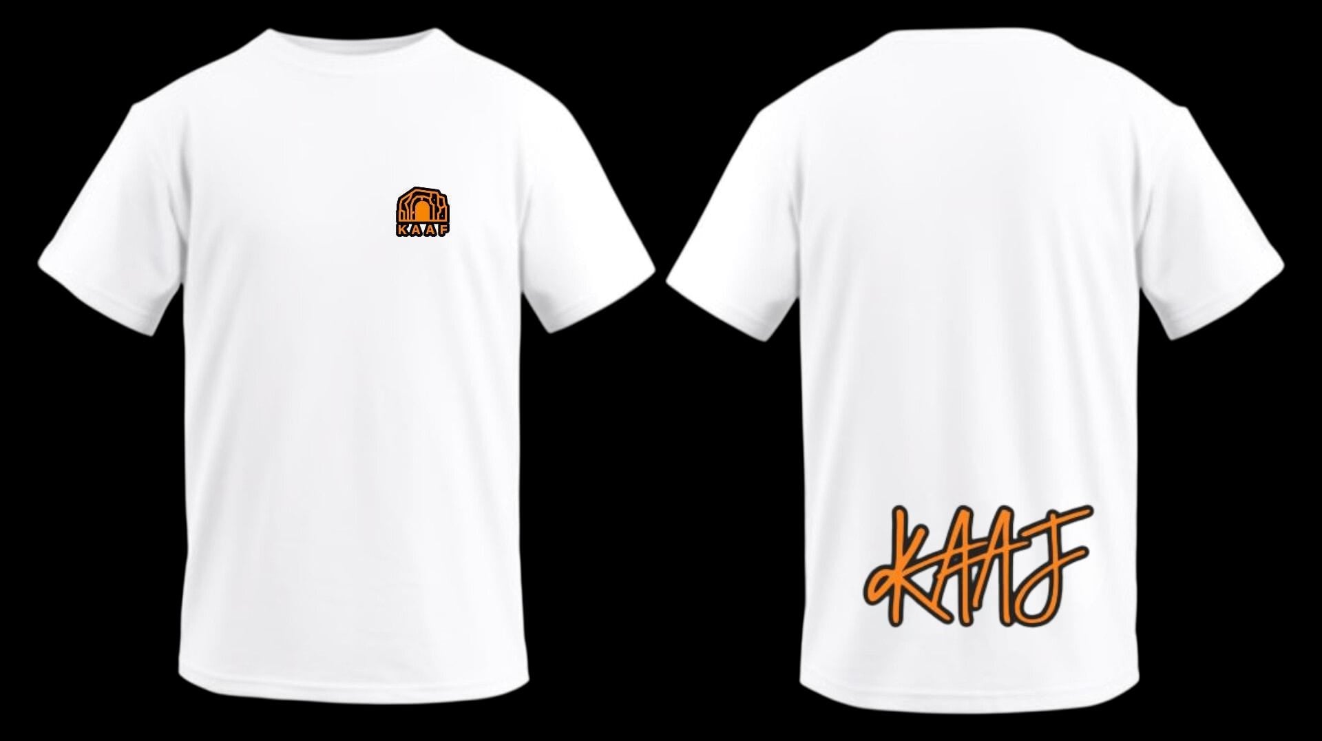 T-SHIRT PREMIUM KAAF- BLANC & FEU 250GSM