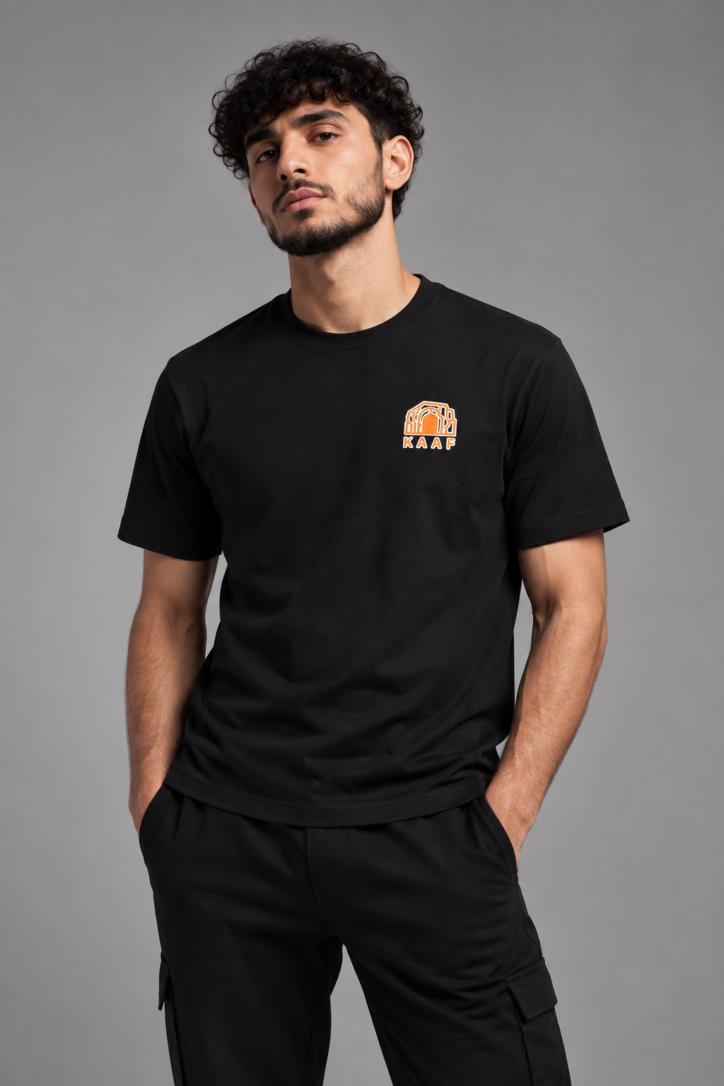T-SHIRT PREMIUM KAAF - NOIR & FEU 250GSM