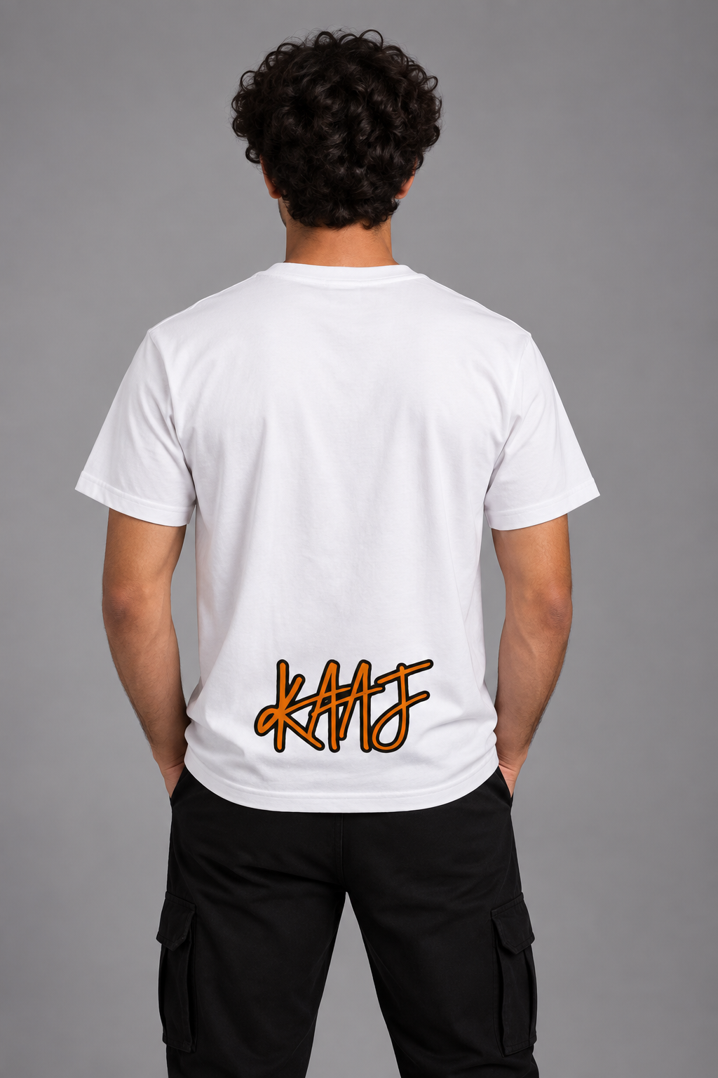 T-SHIRT PREMIUM KAAF- BLANC & FEU 250GSM